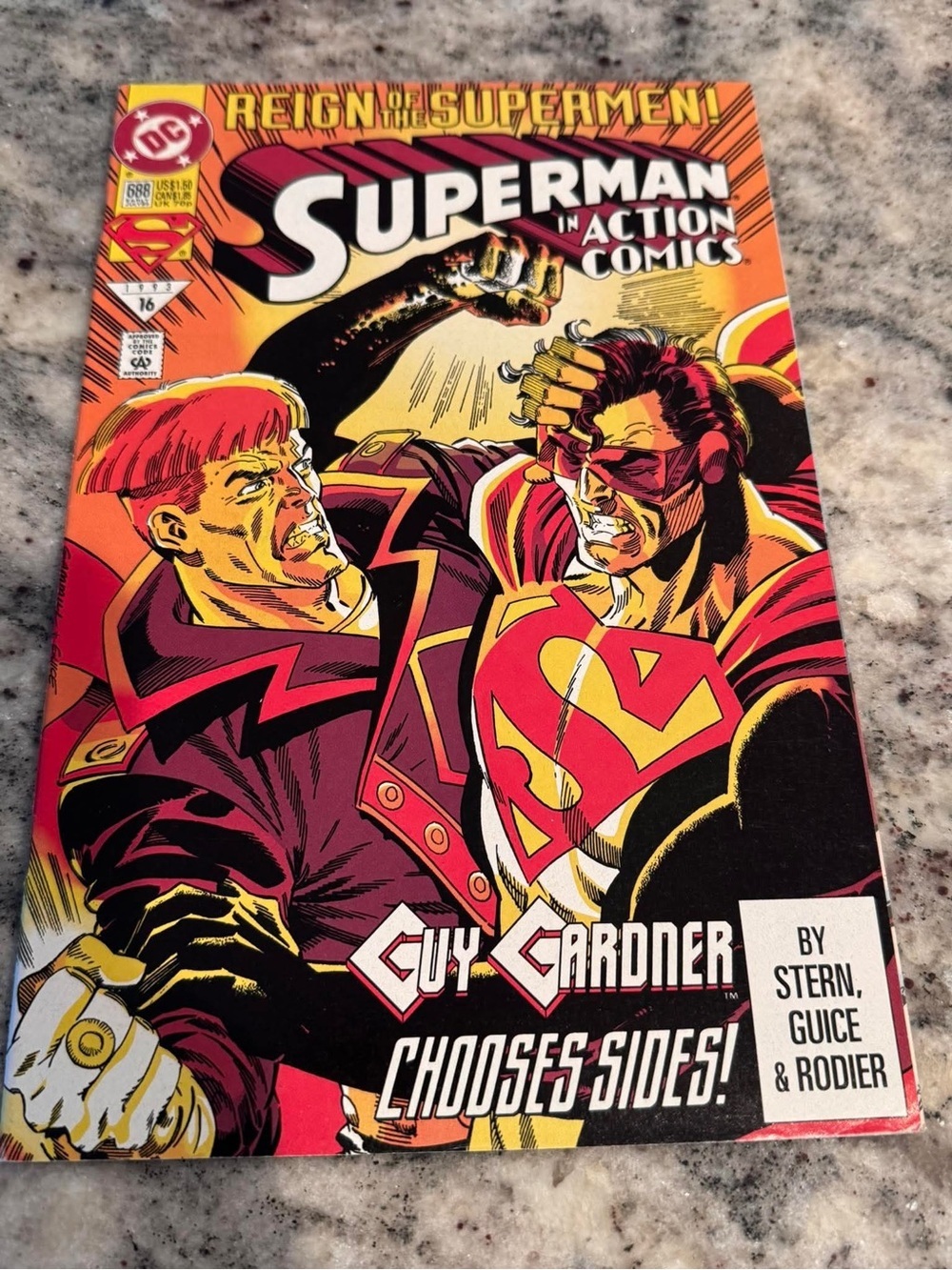 Vintage 1993 Superman In Action Comics #688 Comic Book - Red, Yellow, Black